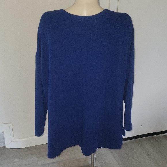 J. Jill Button-Up Top Blouse V-Neck Long Sleeve Casual Blue XL - Picture 5 of 6